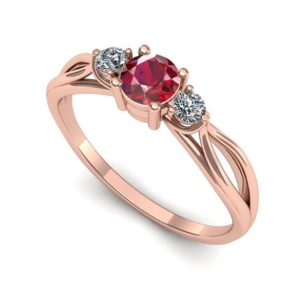 Inel din aur roz cu rubin