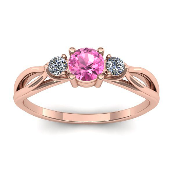 Inel logodna cu safir roz rotund