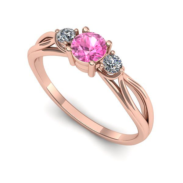 Inel logodna din aur roz cu safir roz