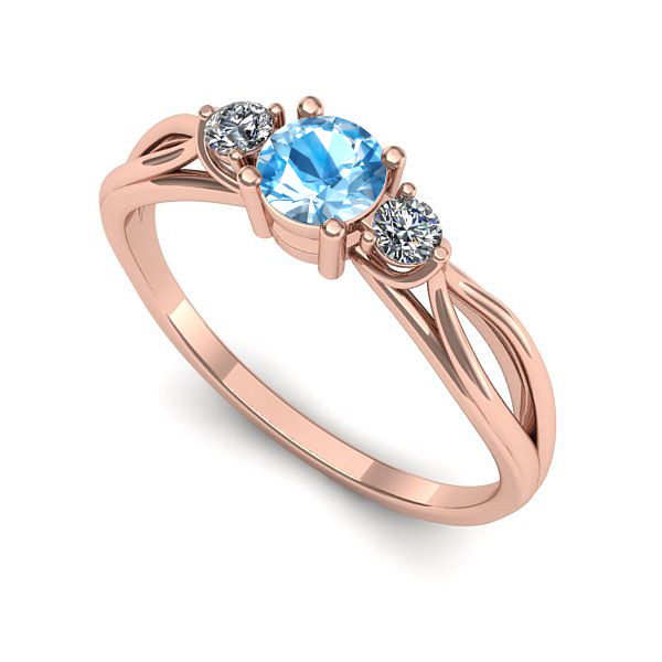 Inel de logodna din aur roz cu topaz blue