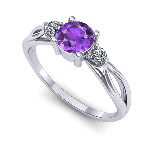 Inel din aur alb cu ametist