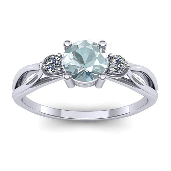 Inel cu aquamarin rotund