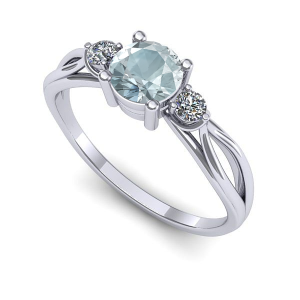 Inel de logodna din aur alb cu aquamarin