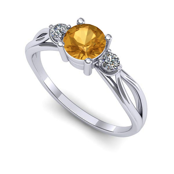 Inel de logodna din aur alb cu citrin