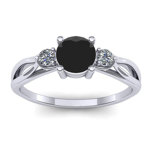 Inel de logodna cu diamant negru rotund