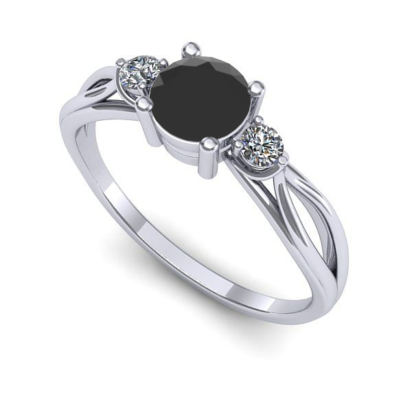 Inel de logodna din aur alb cu diamant negru