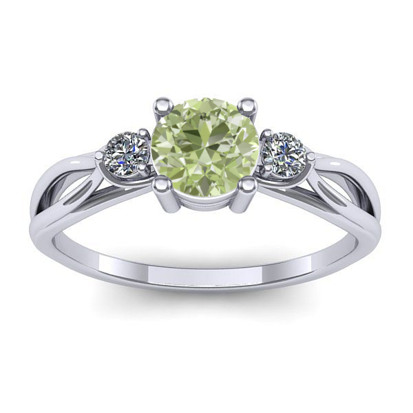 Inel cu diamant de laborator verde rotund