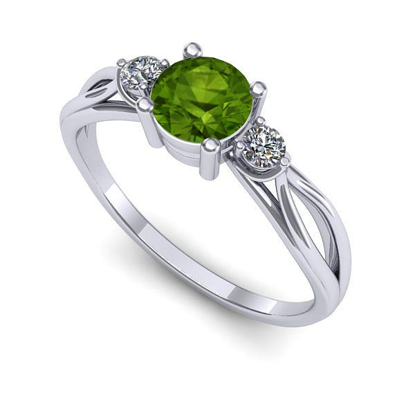 Inel de logodna din aur alb cu peridot