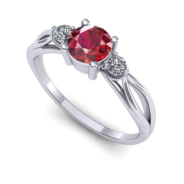 Inel logodna din aur alb cu rubin