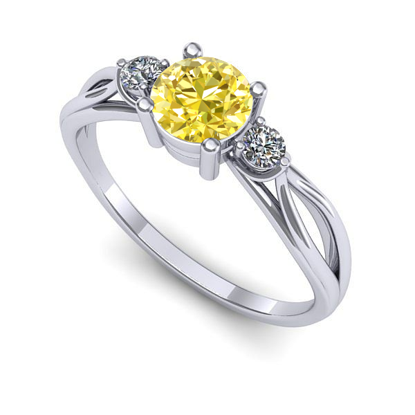 Inel logodna din aur alb cu safir galben