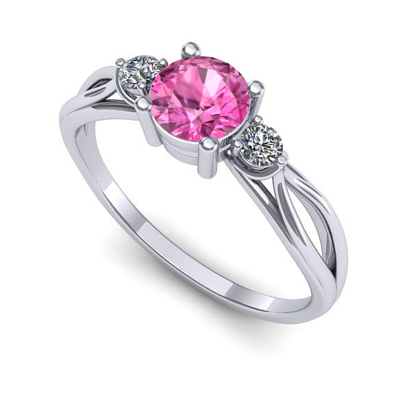 Inel logodna din aur alb cu safir roz