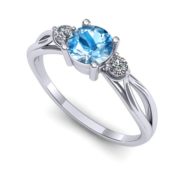 Inel din aur alb cu topaz blue