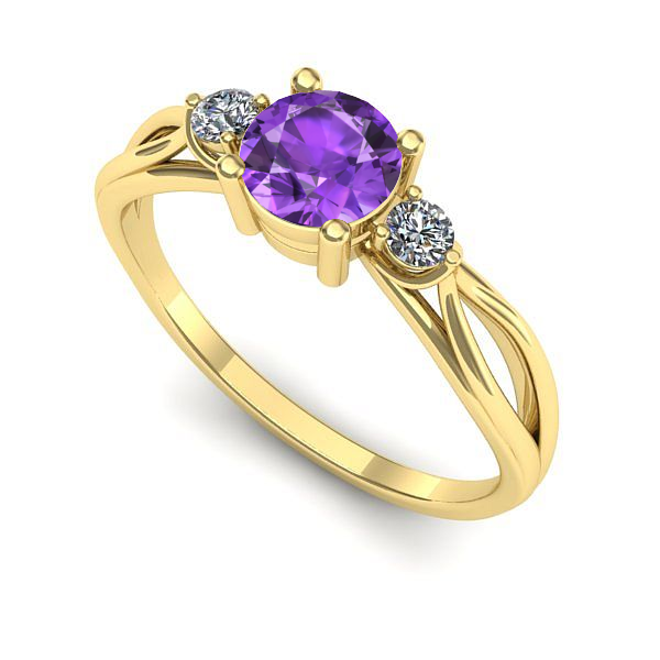 Inel de logodna din aur galben cu ametist