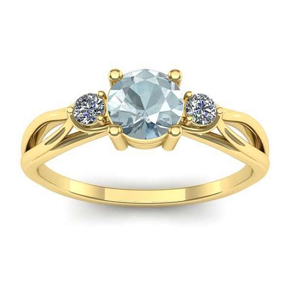 Inel de logodna cu aquamarin rotund