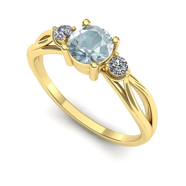 Inel din aur galben cu aquamarin
