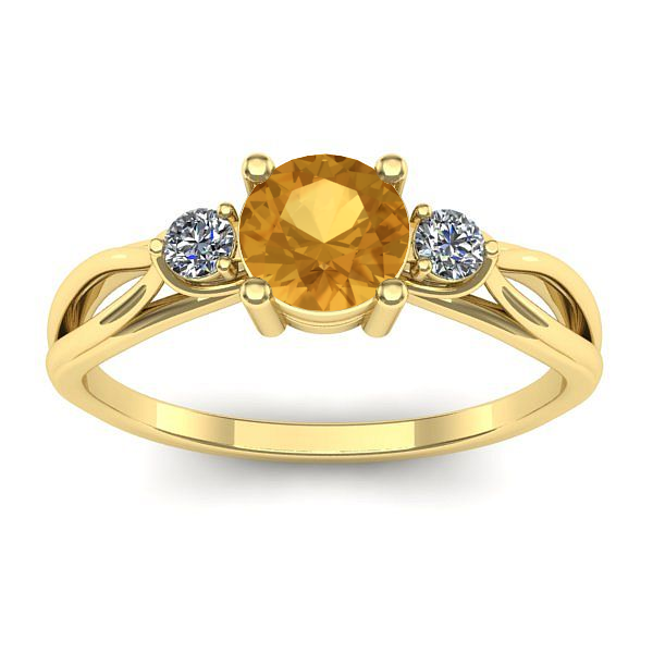 Inel logodna cu citrin rotund