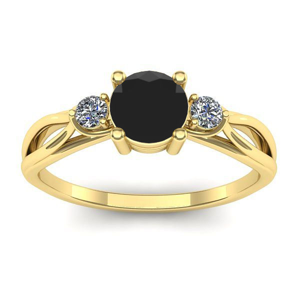 Inel cu diamant negru rotund