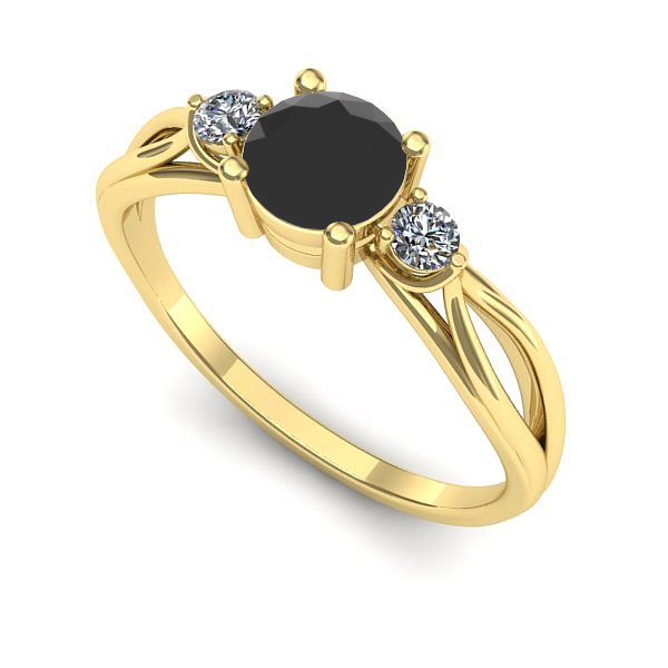 Inel logodna din aur galben cu diamant negru