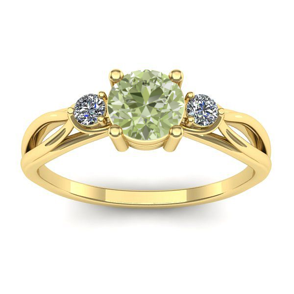 Inel logodna cu diamant de laborator verde rotund