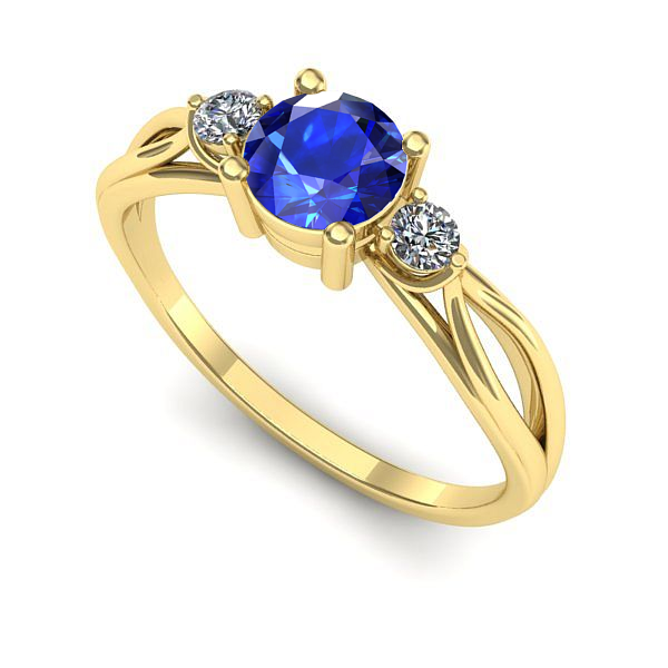 Inel de logodna din aur galben cu safir