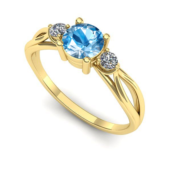 Inel din aur galben cu topaz blue