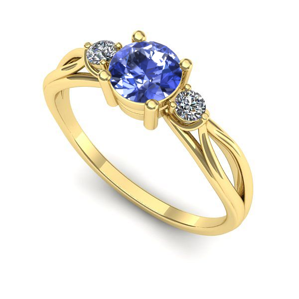 Inel de logodna din aur galben cu tanzanit