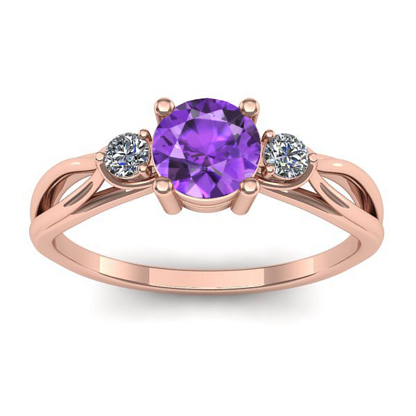 Inel de logodna cu ametist rotund