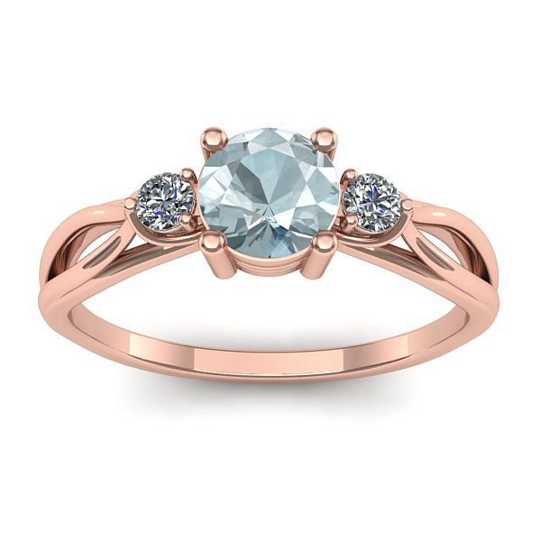 Inel logodna cu aquamarin rotund