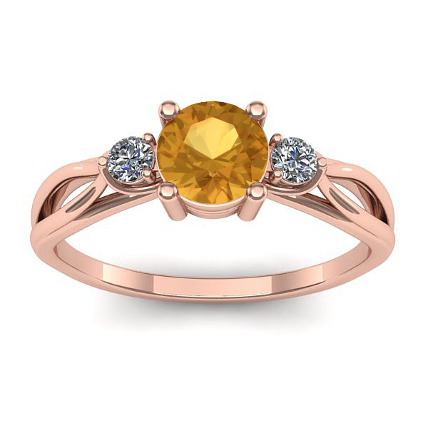 Inel logodna cu citrin rotund