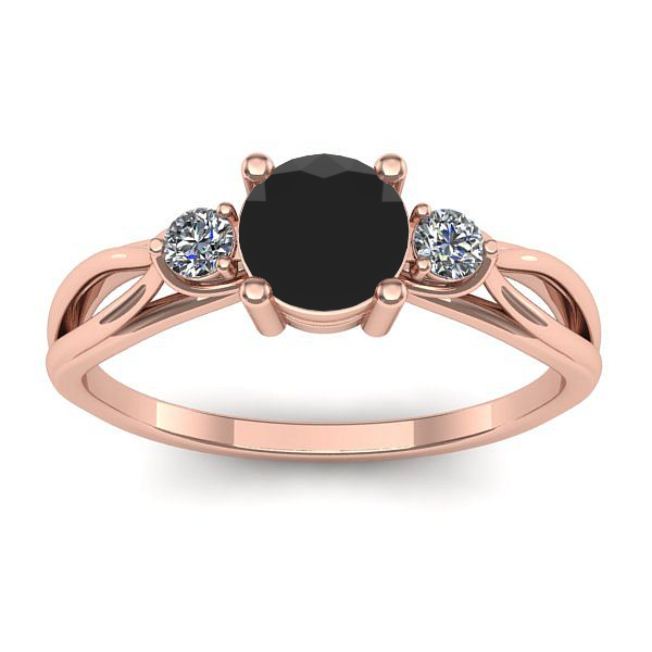 Inel cu diamant negru rotund