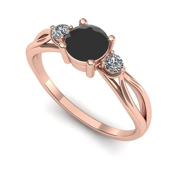 Inel logodna din aur roz cu diamant negru