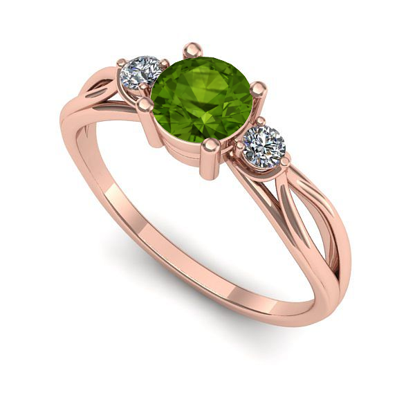 Inel din aur roz cu peridot