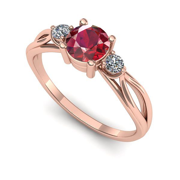 Inel din aur roz cu rubin