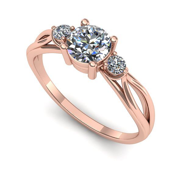 Inel din aur roz cu diamant de laborator