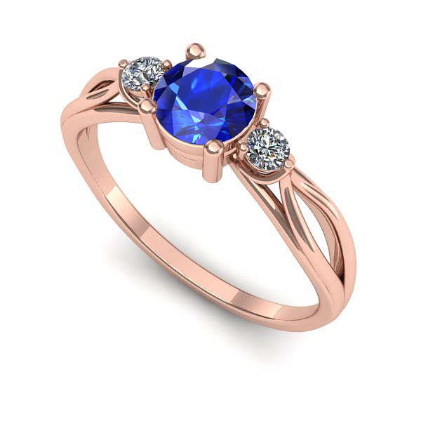 Inel din aur roz cu safir