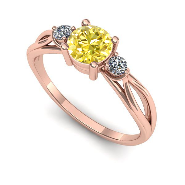 Inel de logodna din aur roz cu safir galben