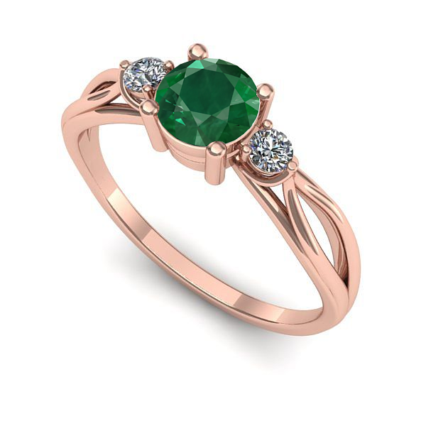 Inel logodna din aur roz cu smarald