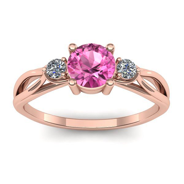 Inel cu safir roz rotund
