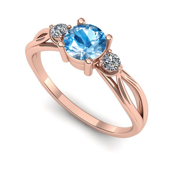 Inel de logodna din aur roz cu topaz blue
