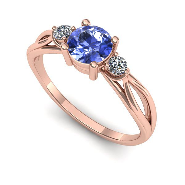 Inel din aur roz cu tanzanit