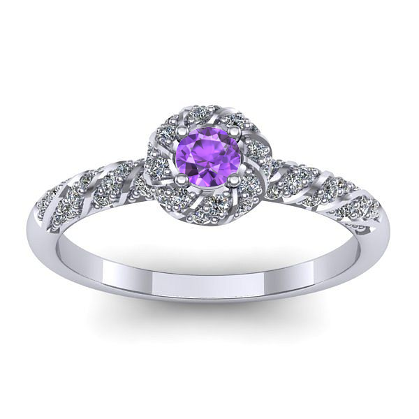 Inel de logodna cu ametist rotund