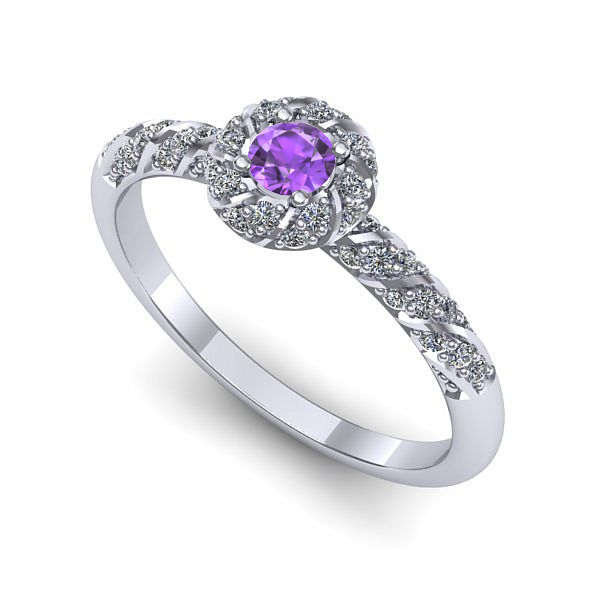 Inel din aur alb cu ametist