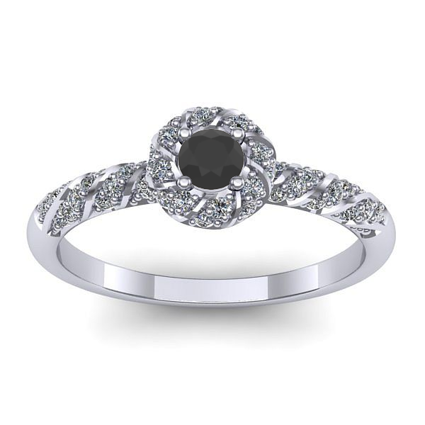 Inel cu diamant negru rotund
