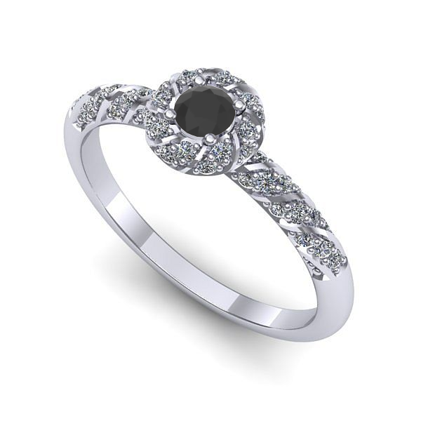 Inel logodna din aur alb cu diamant negru