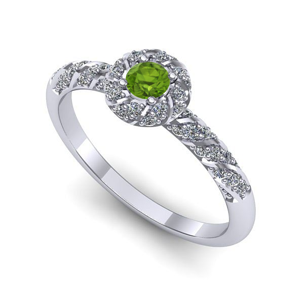 Inel logodna din aur alb cu peridot