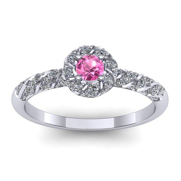 Inel logodna cu safir roz rotund