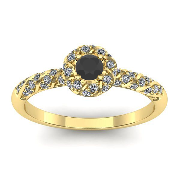 Inel logodna cu diamant negru rotund