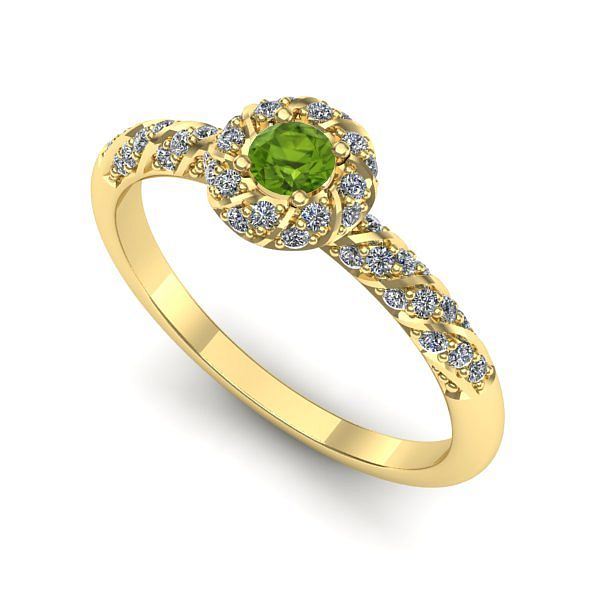 Inel din aur galben cu peridot