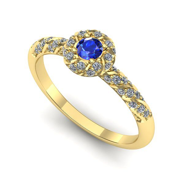 Inel de logodna din aur galben cu safir