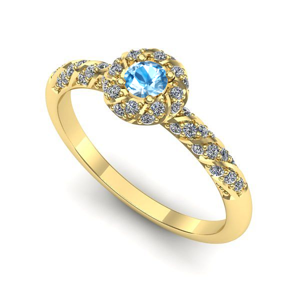 Inel de logodna din aur galben cu topaz blue